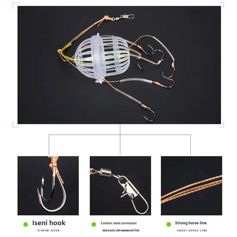 1pc Durable Carbon Steel Fishing Hooks with Bait Cage Strong Lightweight Tackle for Anglers