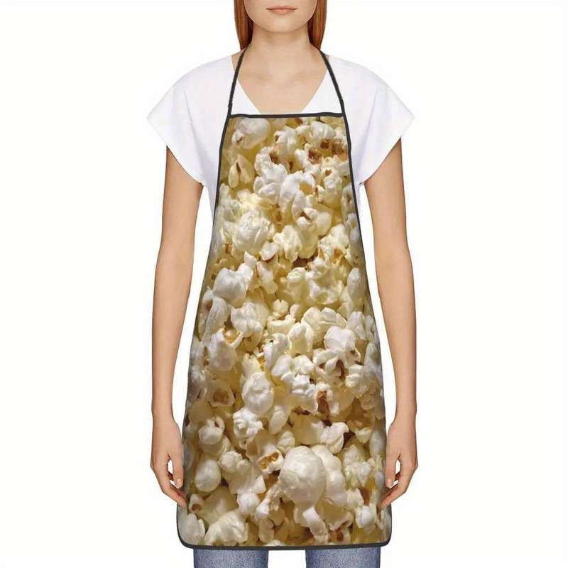 1pc Unisex Popcorn-Themed Apron "I'm a Popcorn Snack" Design Adjustable Strap Polyester Id
