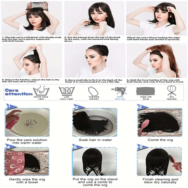 12" Light Brown PVC Women's Wig