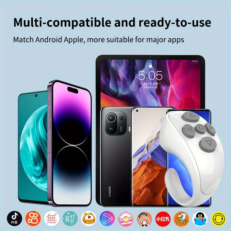1pc Wireless Finger Ring Remote Control for Smartphones USB Rechargeable 48H Endurance Multi-Functio