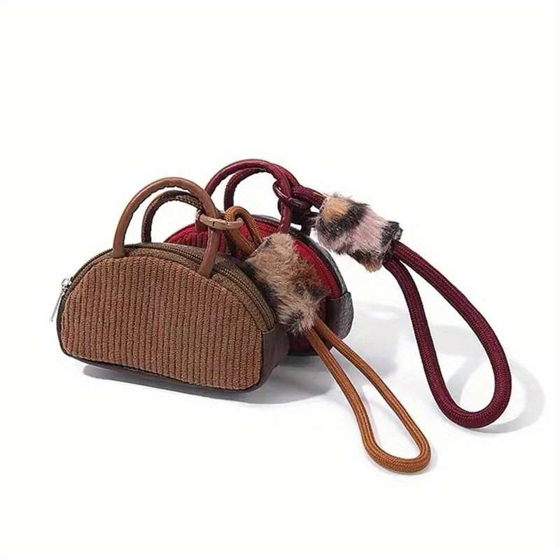 1pc New Multi Functional Coin Purse Corduroy with Lanyard ID Card Badge Wallet Headphone Organizer