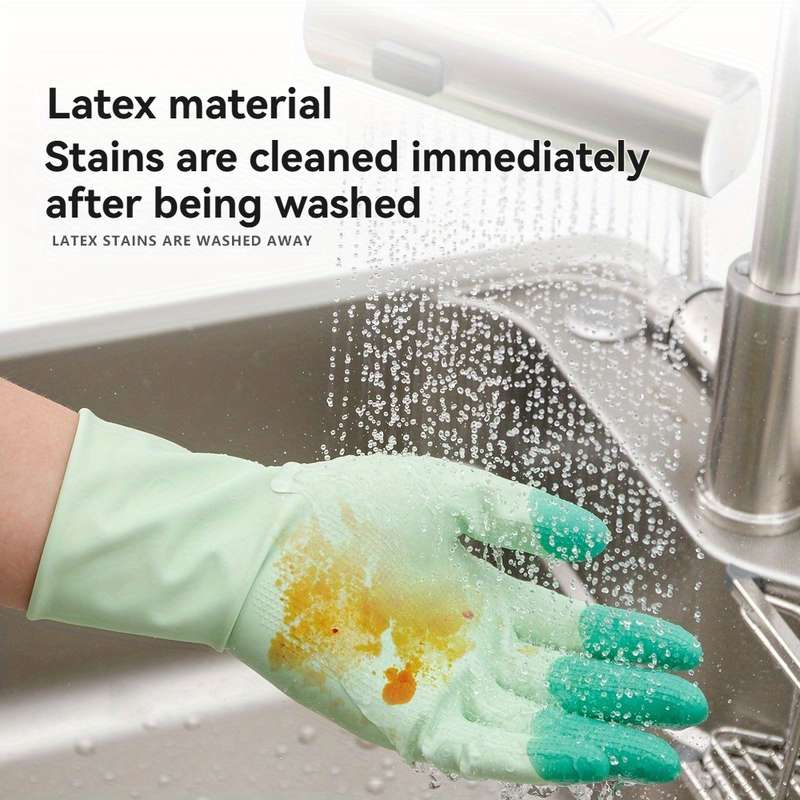 1 Pair Green Size L Household Cleaning Gloves