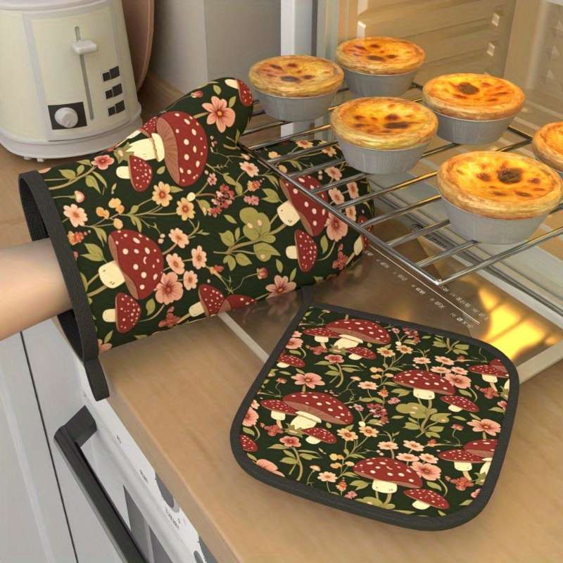 2pcs 26.92x17.02 cm Heat Resistant Oven Mitts And Potholders