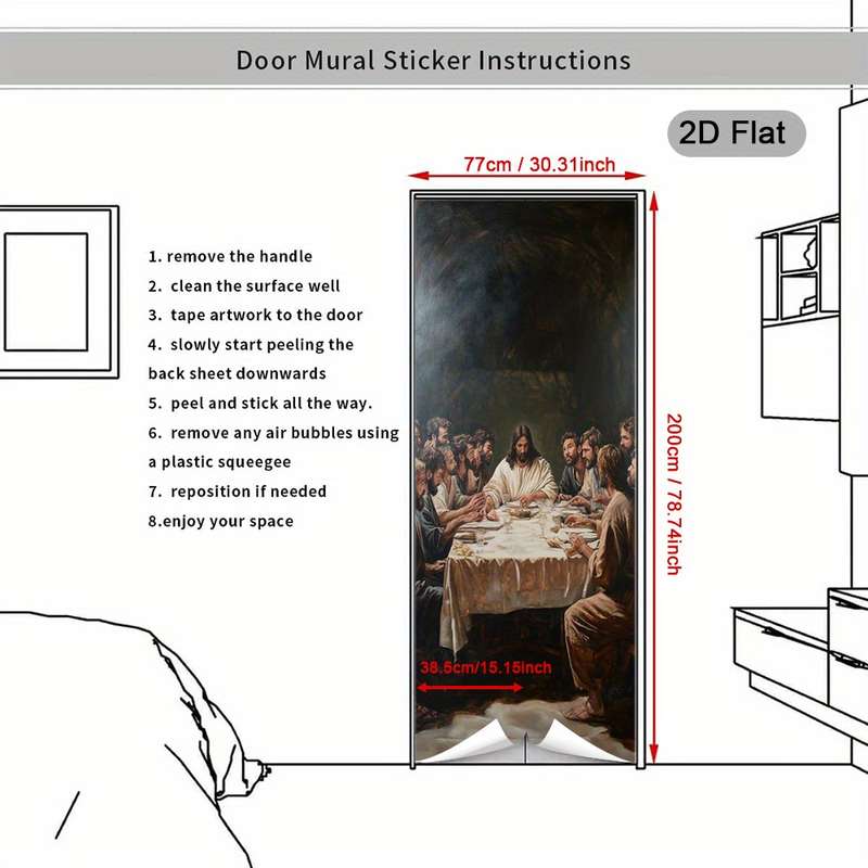 1pc 30.3x78.7 inches   77x200 cm   Jesus Christian Themed Stickers