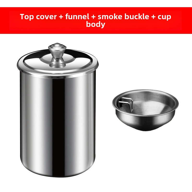 1pc Stainless Steel Home Living Room With Cover Ashtray Hotel Anti-fly Ash Drop-proof And Windproo