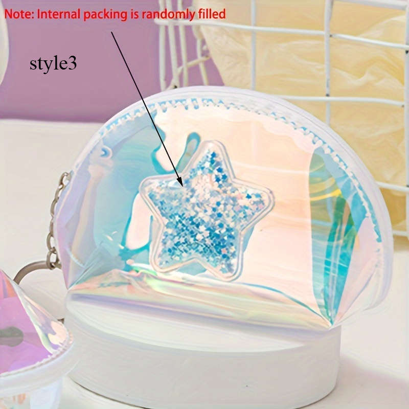 1pc Adorable Synthetic Sequin Coin Purse Portable Colorful Laser Design Cute Mini Wallet