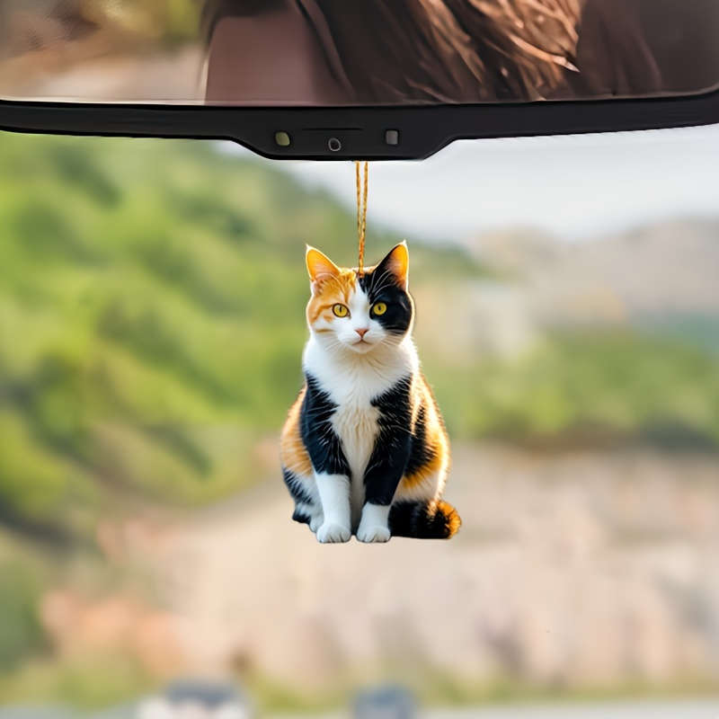 1pc 2D Flat   Double-Sided Car Bag Accessories Spiritual Kitten Decoration Suitable for