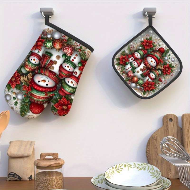 2pcs Heat Resistant Oven Mitts And Potholders