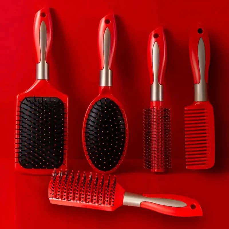 5pcs Professional Hair Brush Set for Normal Hair Rubber Bristle Styling Combs