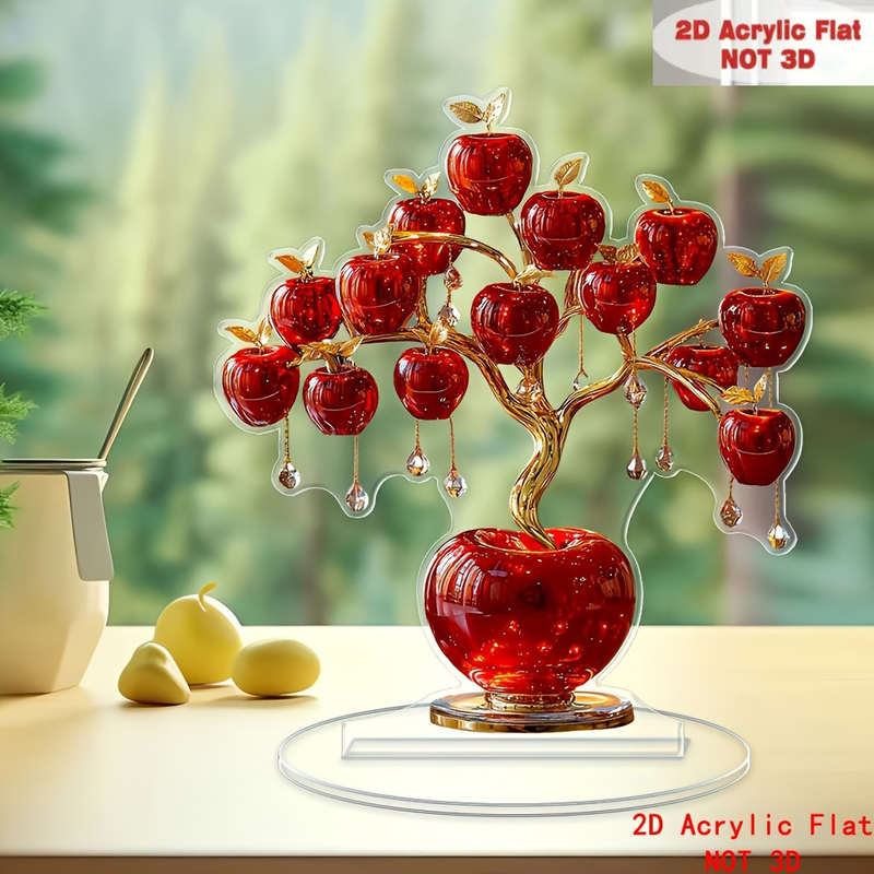 1pc 2D Flat  Cute  Acrylic Apple Tree Desktop Decoration Amazing Collectible Perfect for R