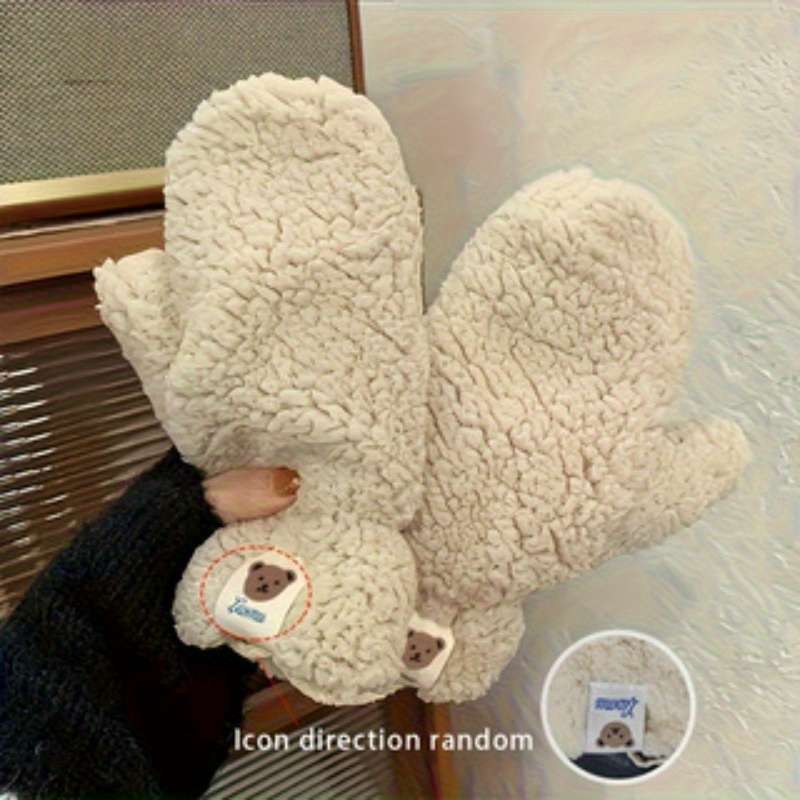 1 Pair Khaki Warm Gloves