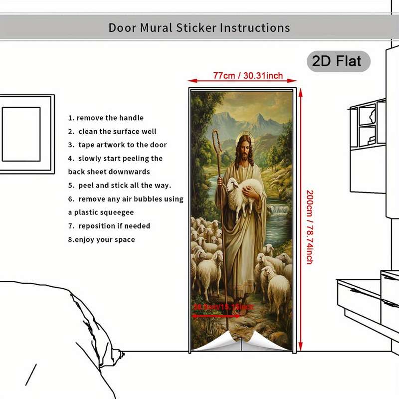 1pc 30.3x78.7 inches   77x200 cm   Jesus Christian Themed Stickers