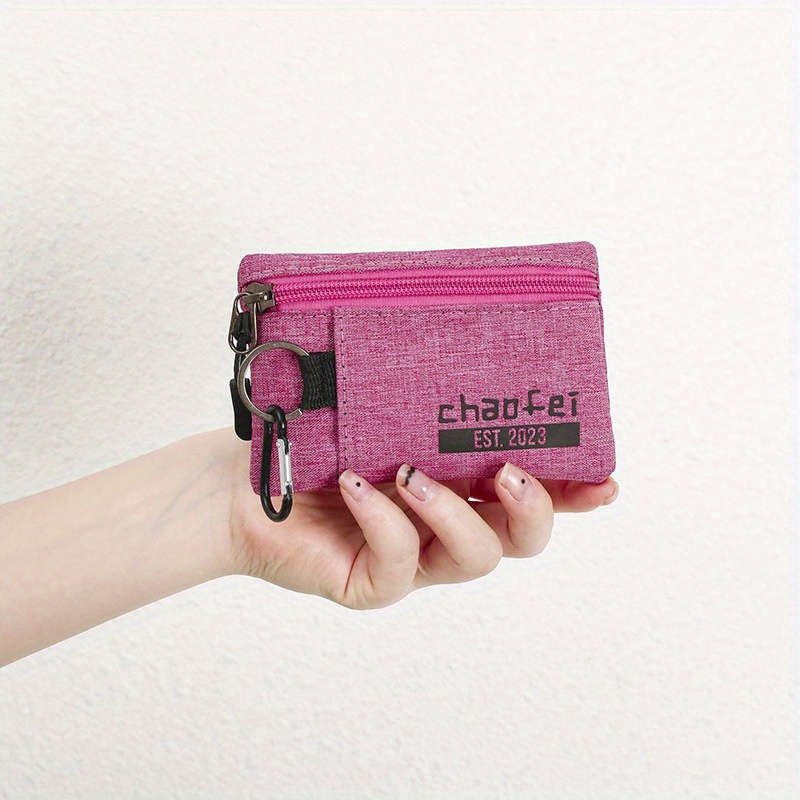 1pc Durable Oxford Fabric Mini Wallet with Zipper Closure Portable Includes Key Card Slots "