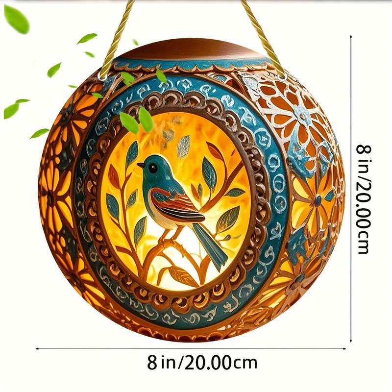 1pc 2D Flat   Bohemian Style Vintage Acrylic Lantern 20.32x20.32 cm Clear Round Hanging L