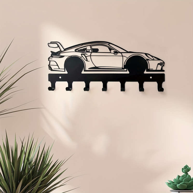 Industrial Style Metal Car Key HolderWall Mounted Automotive Key Hooks with Easy Installation Po