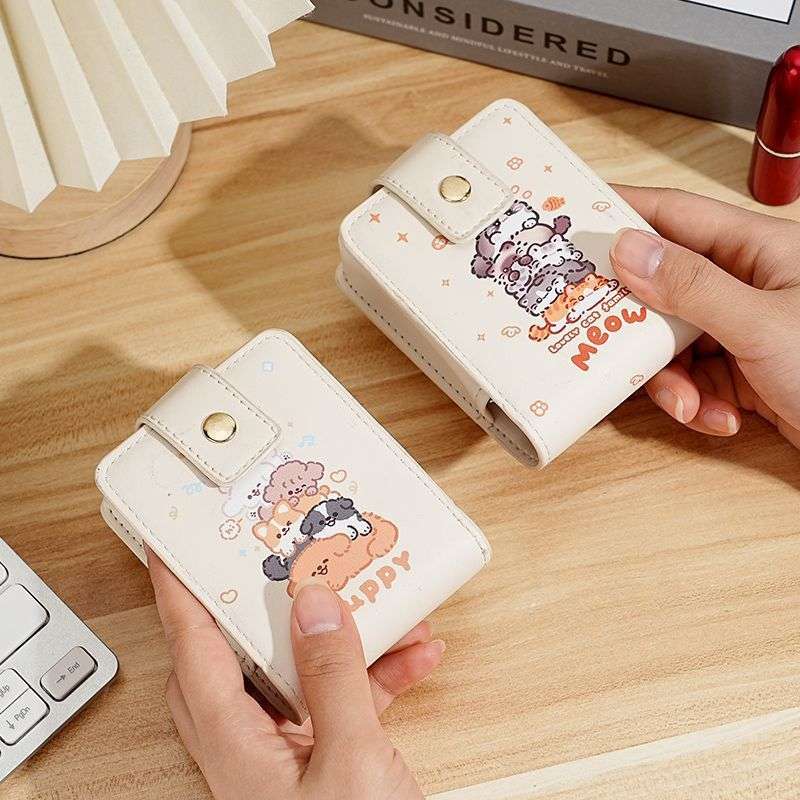 1pc Cute Cartoon Lipstick Holder with Mirror Portable Mini Makeup Bag for On-the-Go Touch-Ups
