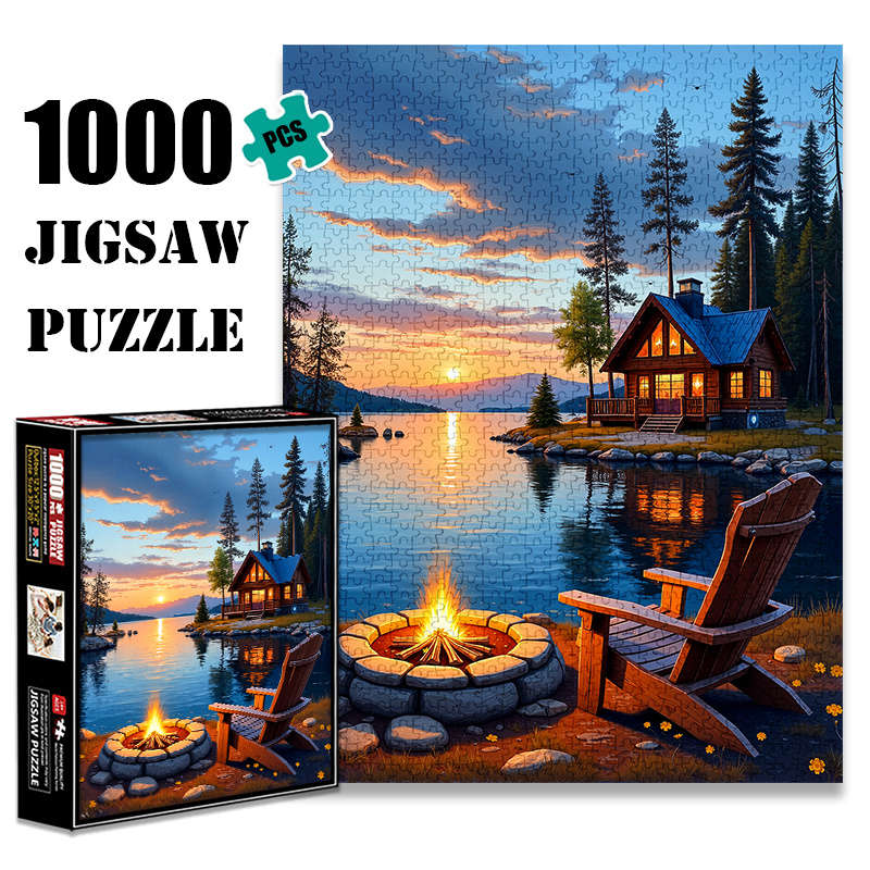 1000pcs Sunset Bonfire Jigsaw Puzzle Large Waterproof Scratch-Resistant Paper Pu