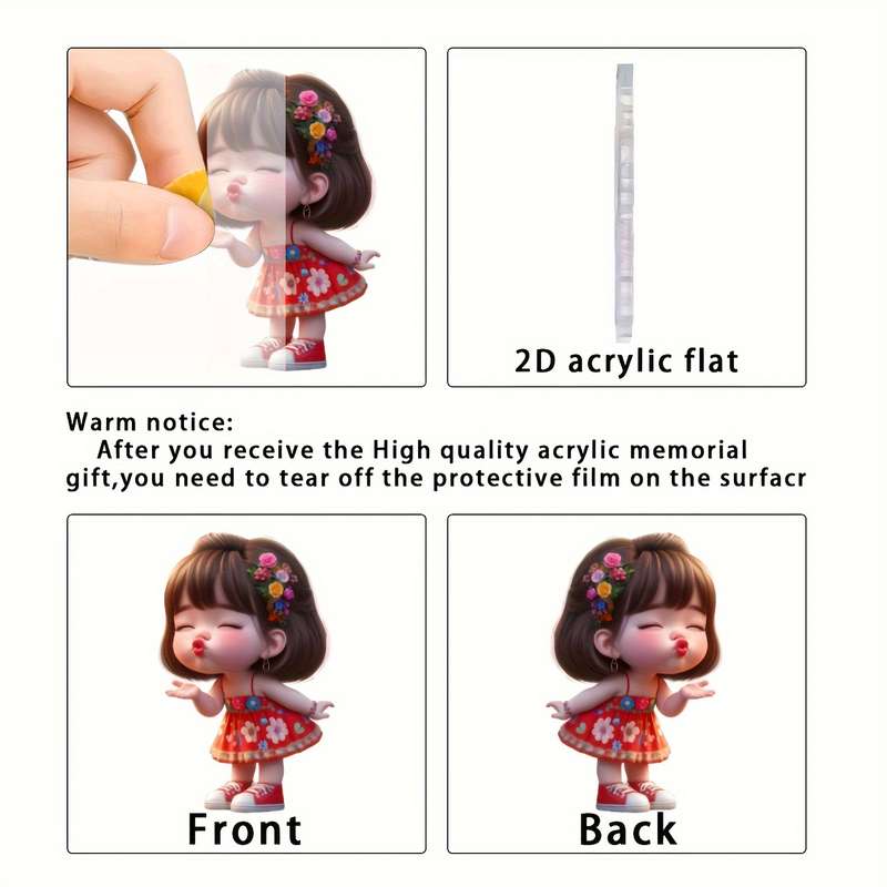 1pc 2D Flat  Acrylic Angel Pendant Cute Pouting Angel with Floral Crown Multi-Use Hanging Decorat