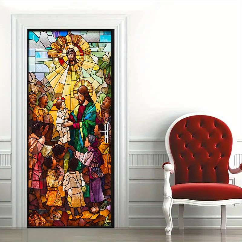 1pc 95.0x209.8cm Jesus Christian Themed Stickers