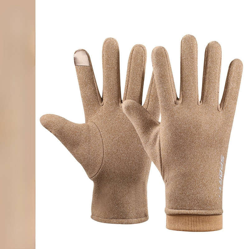 1 Pair Khaki One Size Warm Gloves