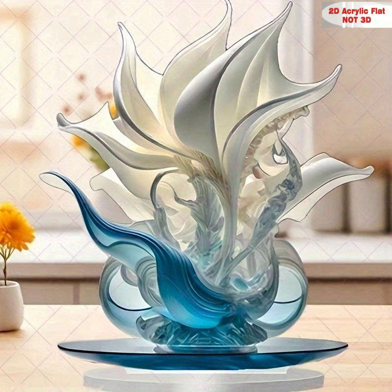 1pc 2D Flat  Elegant Bohemian Acrylic Lily Vase  Print Vibrant Floral Design Desktop Deco