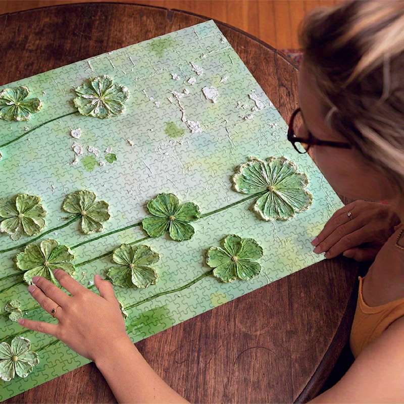 1000pcs Clover Oil Painting Jigsaw Puzzle Large Waterproof Scratch-Resistant Pap