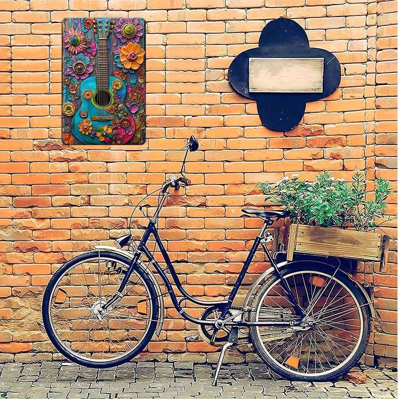1pc 8x12 Inch 20x30cm Vintage Hippie Guitar Aluminum Tin Sign Wall-Mountable No Electricity Re