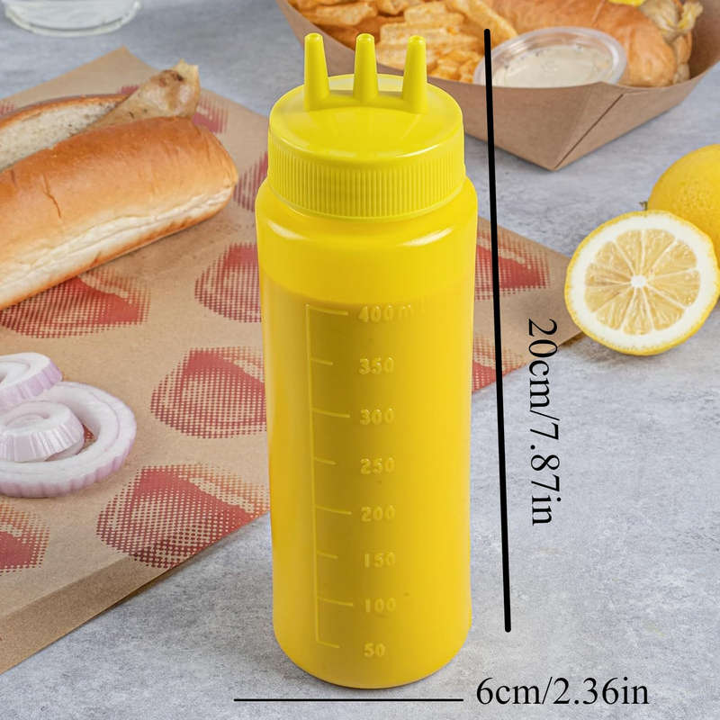 2pcs Multi-Color Squeeze Bottles for Sauces Oils Kitchen Condiment Dispensers with Measurem