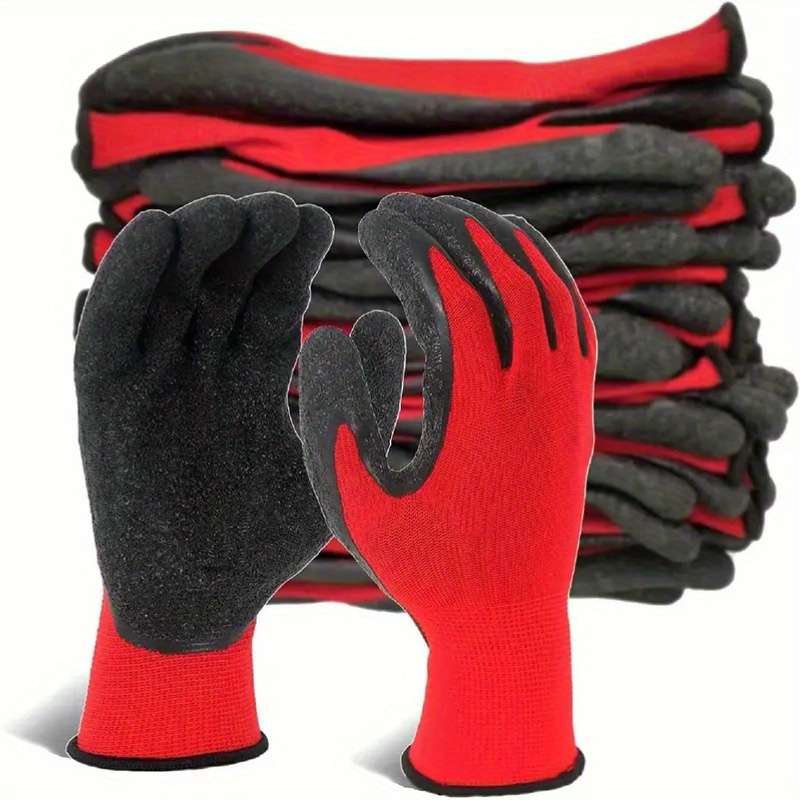10 Pairs 42g Red And Black Rubber Gloves Quality Multi Purpose Work Gloves