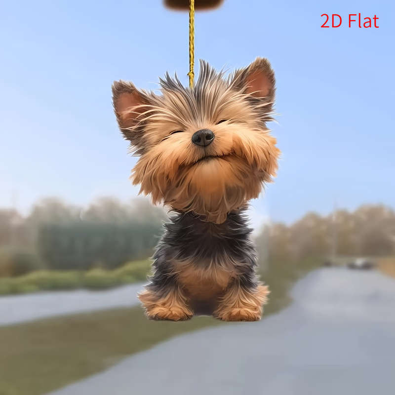 1pc 2D Flat  A Yorkshire Terrier Ornament Versatile Hanging Decor for Car Backpack Keychain Id
