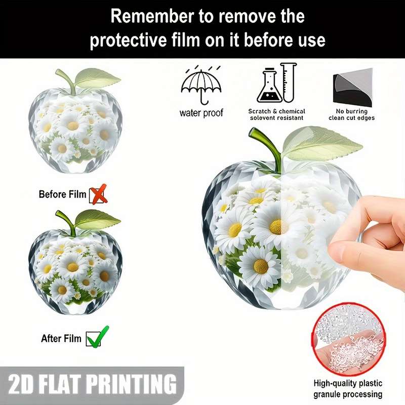 1pc 2D Flat   Crystal Apple Catcher Decoration Tabletop Glam Acrylic No Text  Plane Craft E