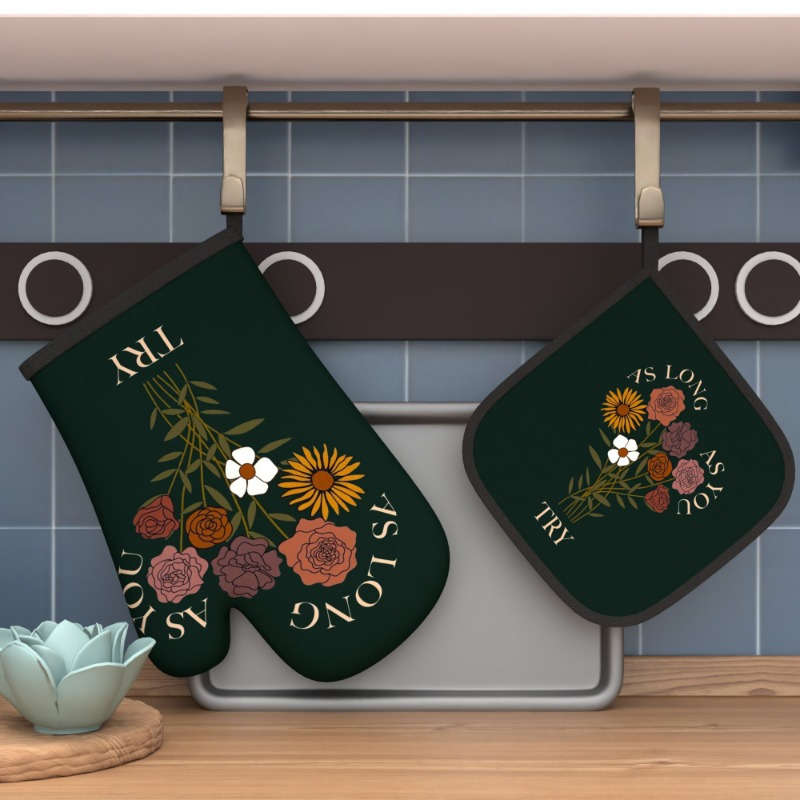 2pcs 26.92x17.02 cm Heat Resistant Oven Mitts And Potholders