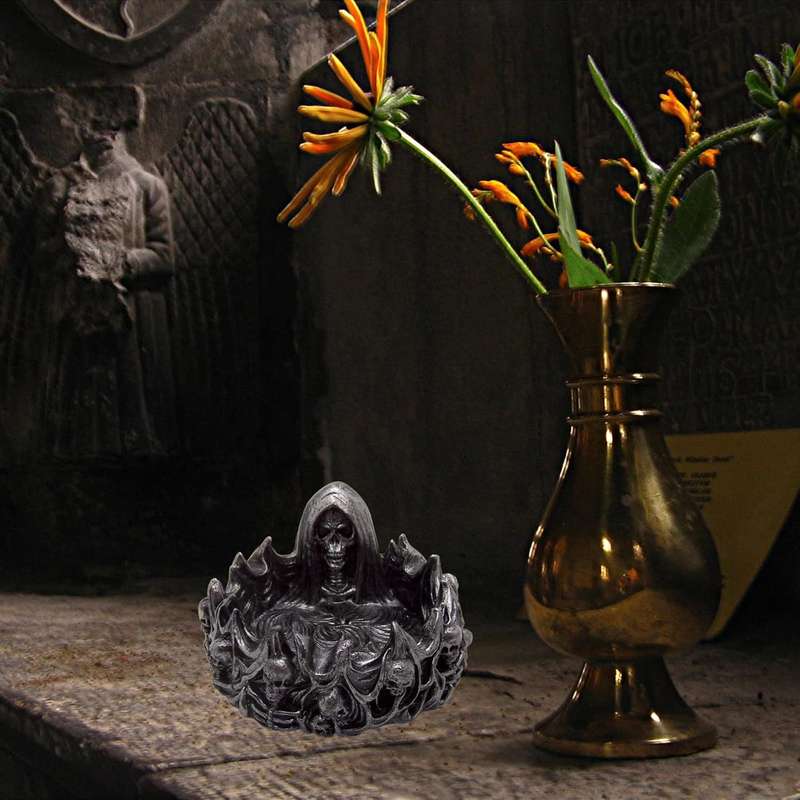 1pc Gothic Skeleton Reaper Ashtray Polyresin Halloween Decor Artistic High-End Smoking Accessory