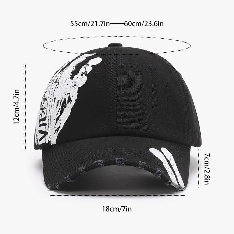 1pc Street Style Graffiti Baseball Caps Trendy Soft-Top Curved Brim 100% Polyester Hand-Washab