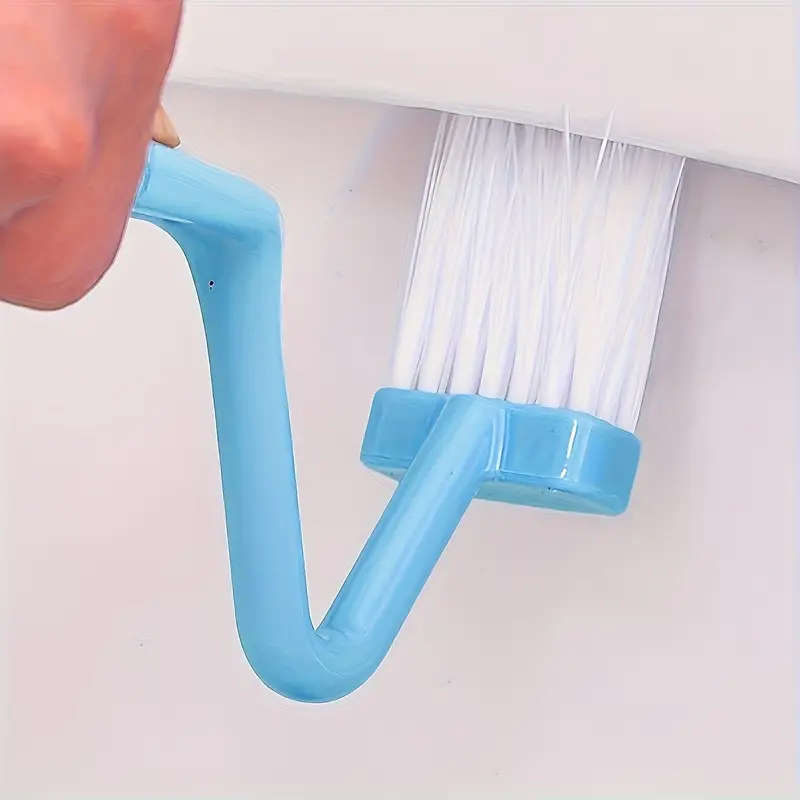 1pc V-Shaped Toilet Brush Set Wall-Mountable No Dead Angle Manual Battery-Free Ideal for Bathroom an