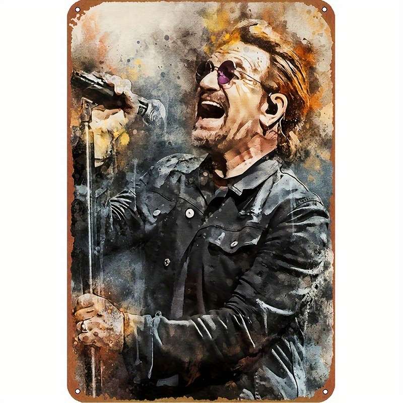 1pc U2 Bono Rock Band Singer Metal Poster 30.48x20.32cm Retro Art Wall Decor Iron Craft 2D Plan