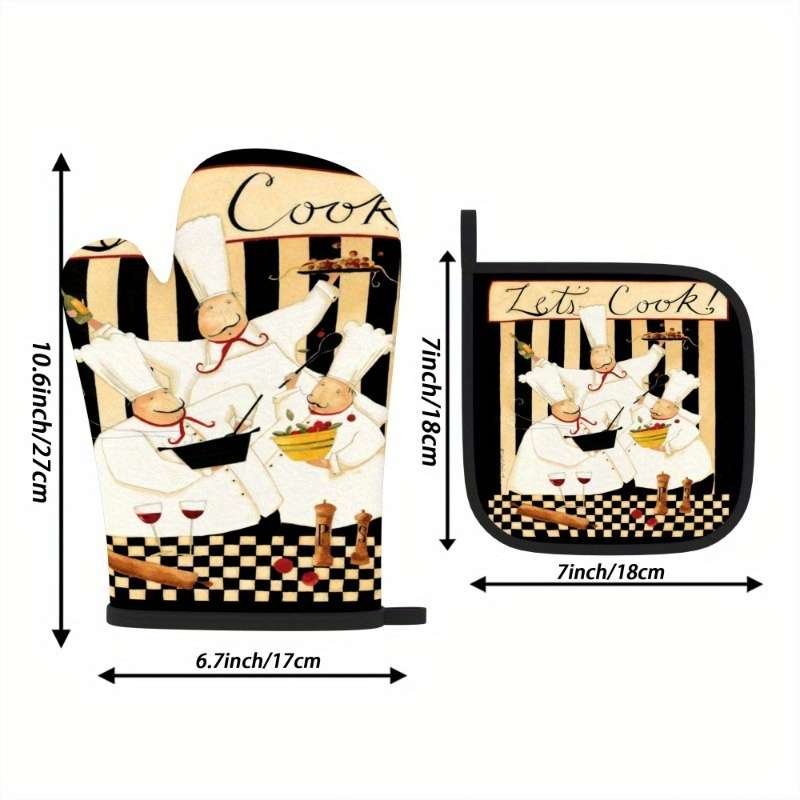 2pcs 26.92x17.02 cm Heat Resistant Oven Mitts And Potholders