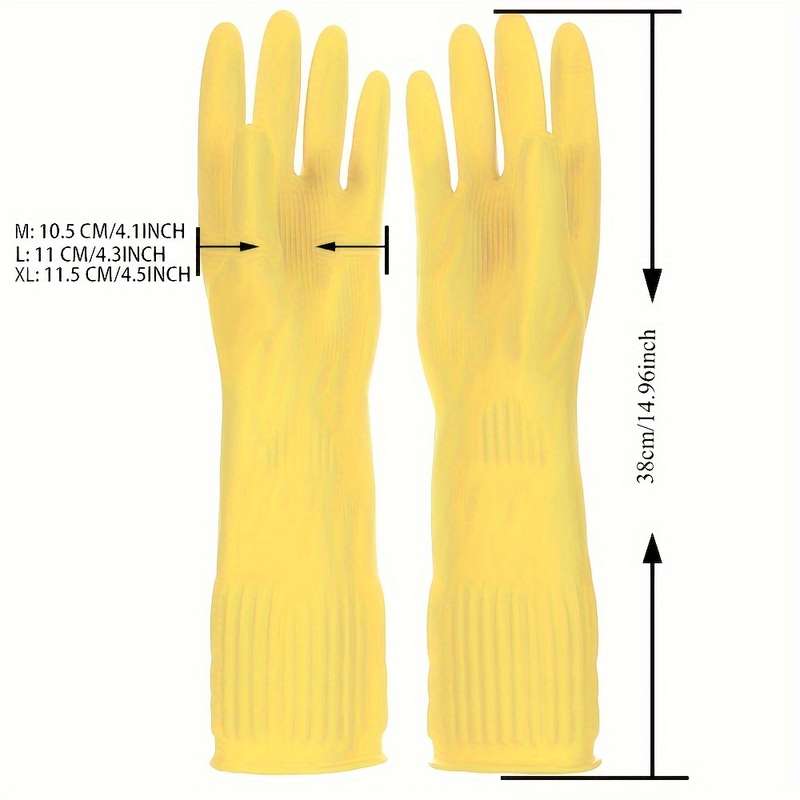 2 Pairs Hand Wash Safe 38cm Cream Gloves Size XL Household Cleaning Gloves