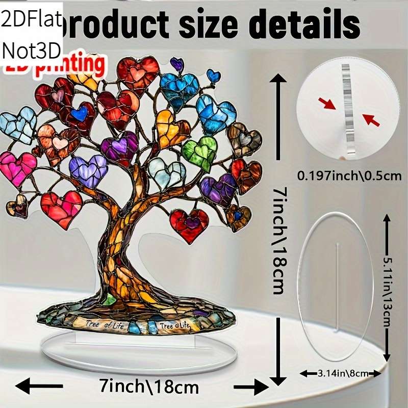 1pc 2D Flat  Acrylic Tree of Life Heart Fruit Desk Decor Vibrant  Plastic Bohemian Style Perfe