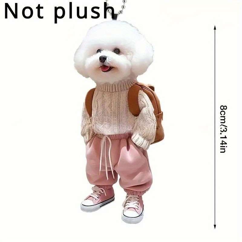1pc 2D Flat  4pcs set combination of  puppy pendant creative car-mounted dog backpack hanging pe