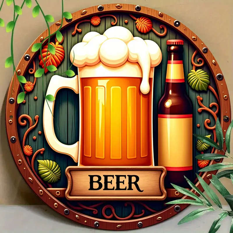 A Round Beer Decorative Sign