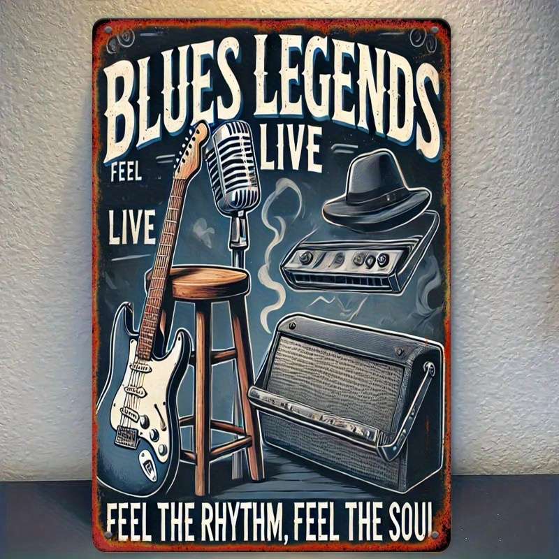 1pc  Classic Blues Legends 30.48x20.32 cm Iron Sign Vintage Music Themed Wall Hanging Decor fo