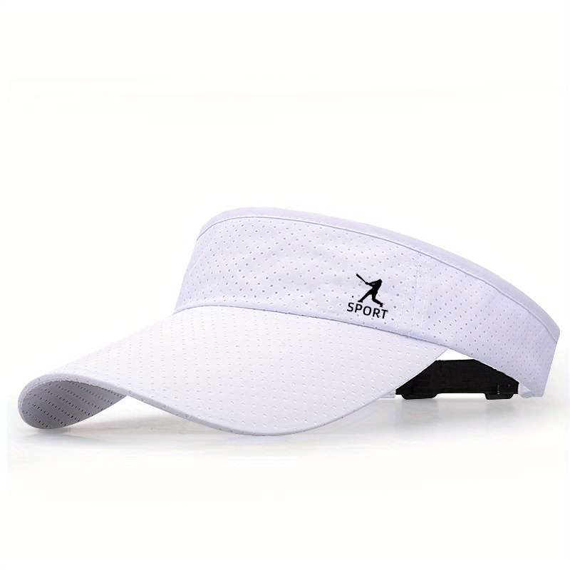 1pc Men's Quick-Dry Breathable Sports Cap White Polyester No-Top Duckbill Sun Hat with Adjustabl