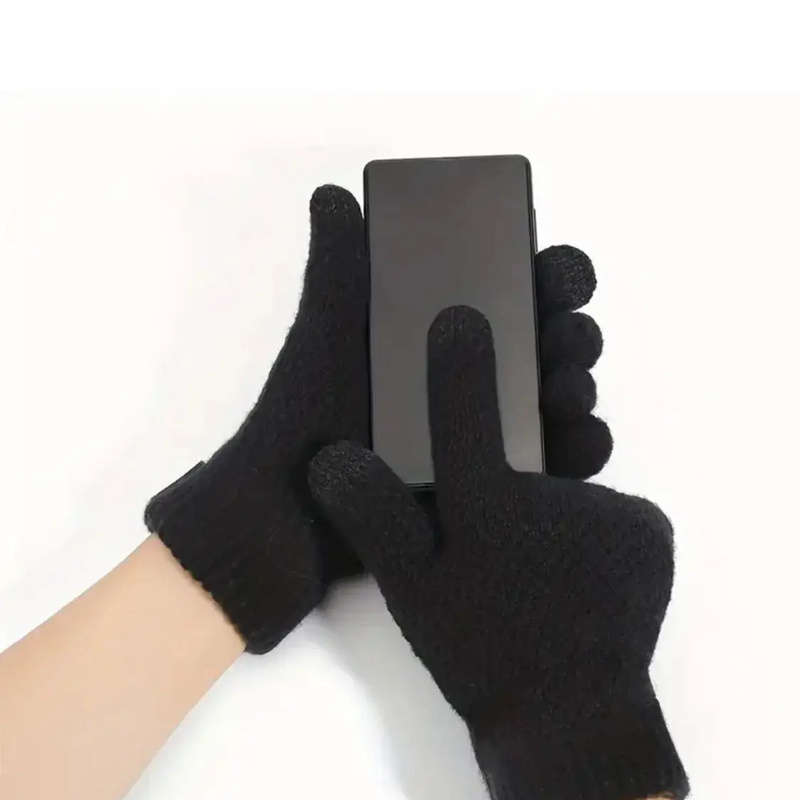 1 Pair Light Gray Warm Gloves