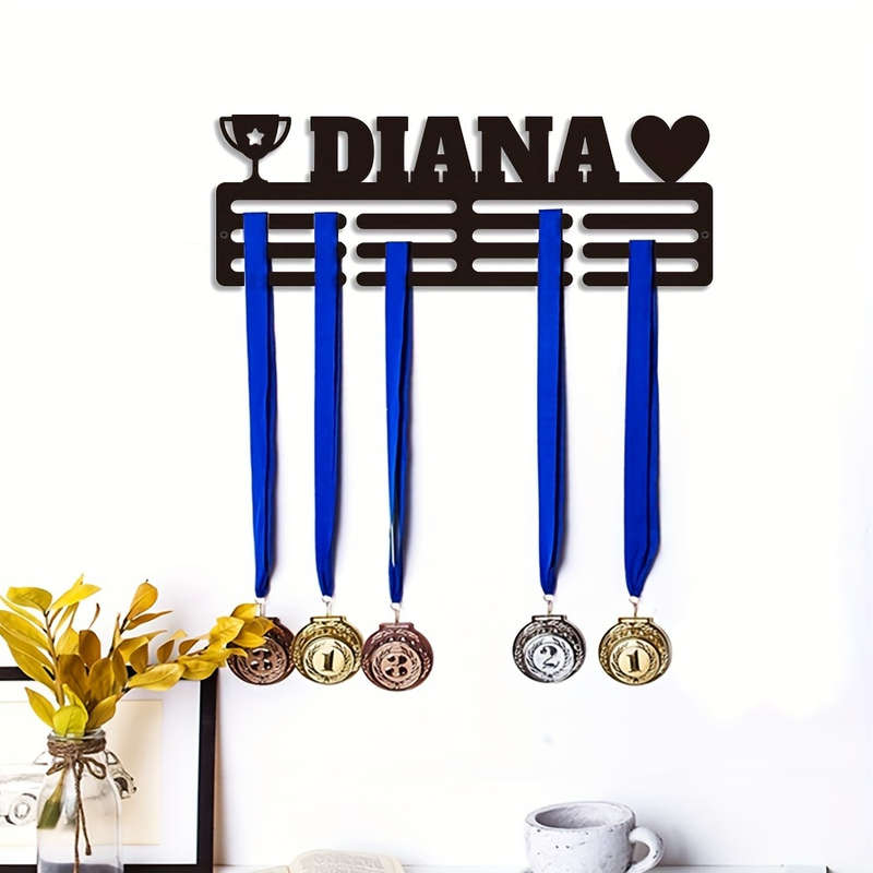 1pc Size M Customizable Metal Winner Medal Holder Wall Hanging Decor Sports Theme Transverse