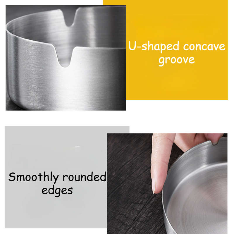 3pcs Stainless Steel Windproof Ashtray Shock-Resistant and Wear-Resistant Easy to Clean