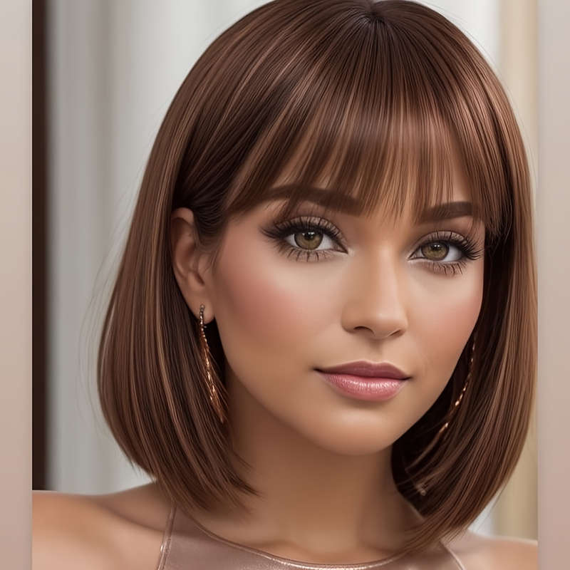 1Pc Dark Brown Fashion Design Wig