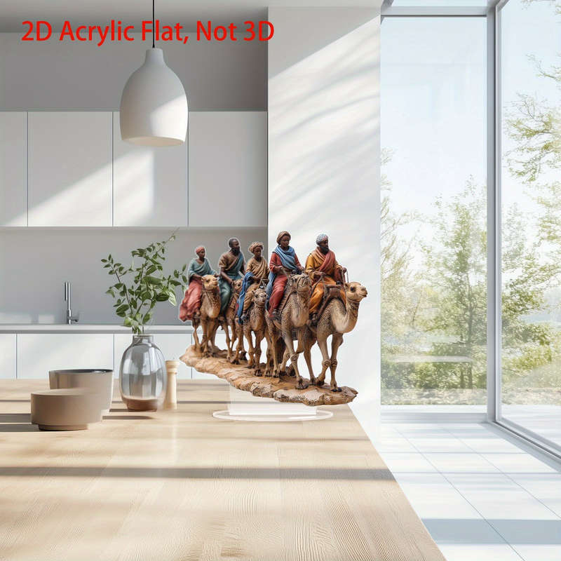 1pc 2D Flat   Acrylic Camel Caravan Desktop Decoration Waterproof and Scratch-Resistant Vibra
