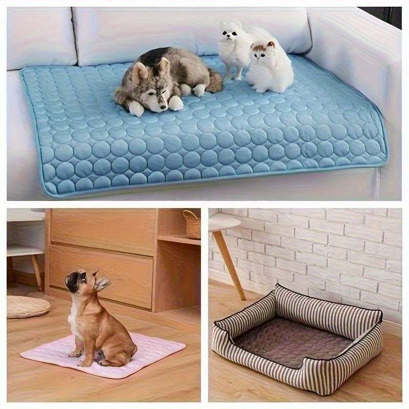 1PC Pet Mat Ice Sliky Fiber Fabric Cooling Mat Coffee Color Size XS 40x30cm 60g