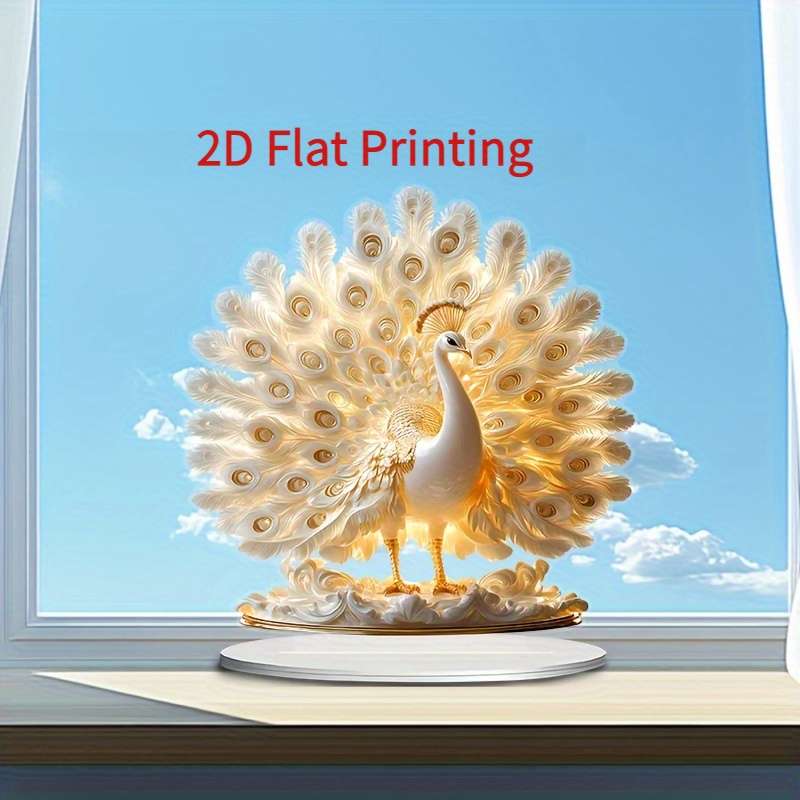 1pc 2D Flat   Elegant White Parrot Acrylic Decor with Bohemian Style Base Ideal for Home Off